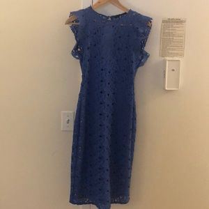 Blue lace dress with attached slip